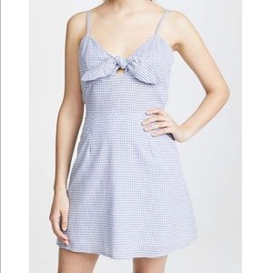 J.o.a. Gingham Dress Tie-Front Blue White Checkered Size XS